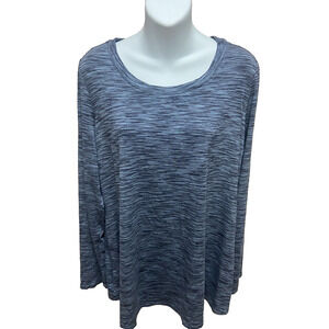 Logo by Lori Goldstein Womens Tunic Top Size Large Long Sleeve Blue Striped Top